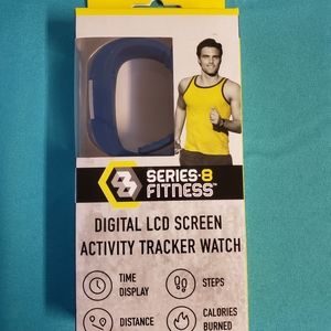 New Fitness Digital Tracker Watch Measures Steps Distance Calories Blue